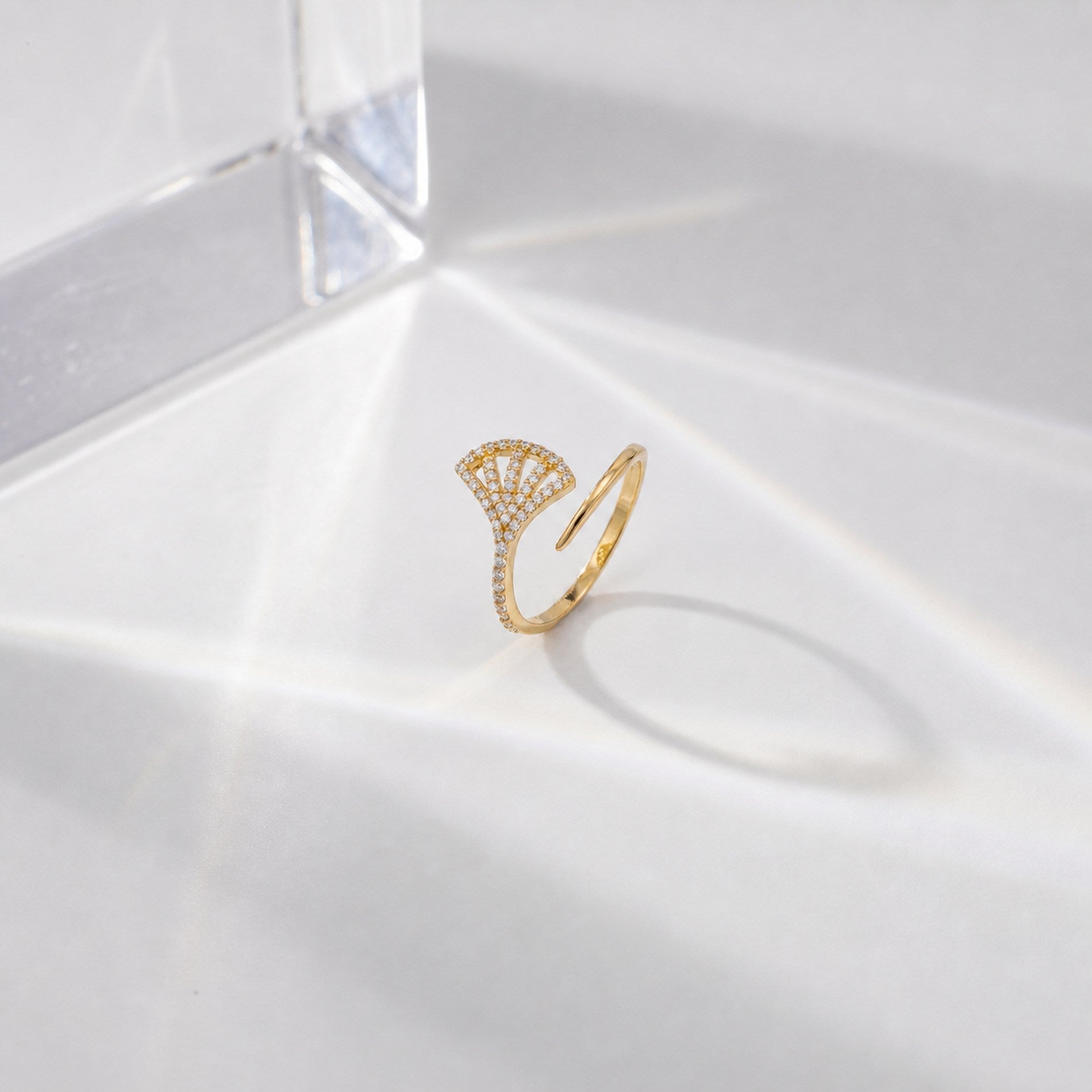 Golden Adjustable Fan Sparkle Ring product image 6