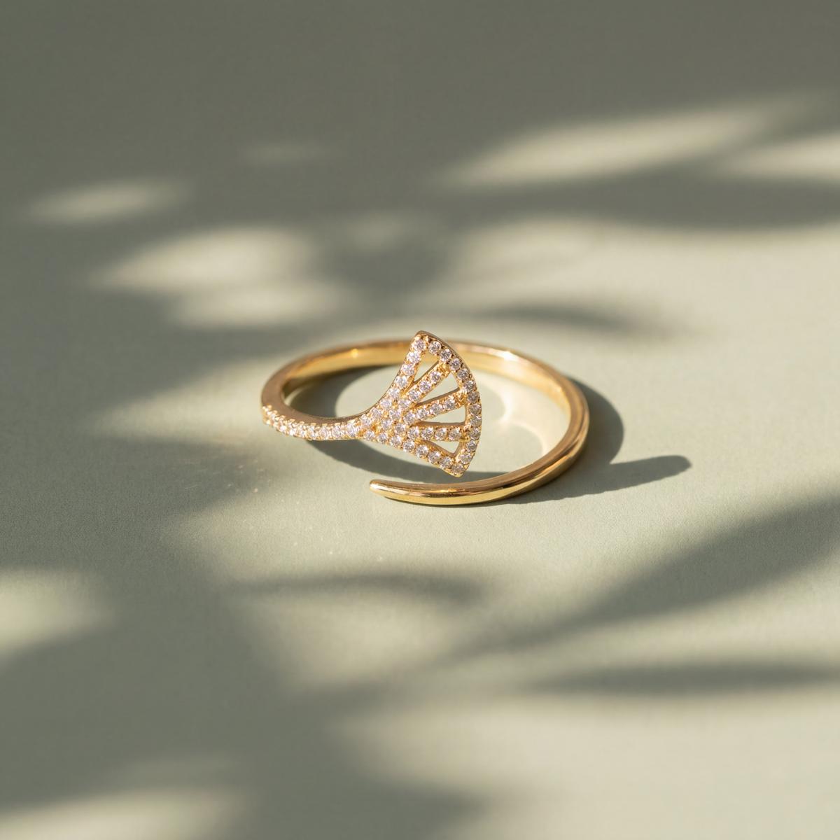 Golden Adjustable Fan Sparkle Ring product image 3