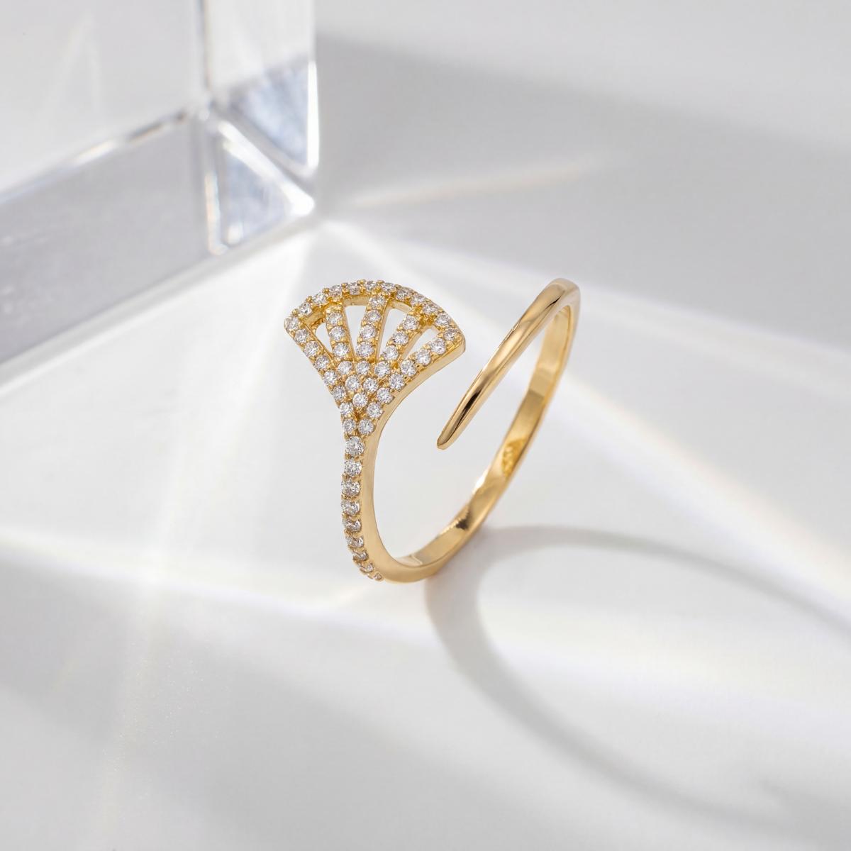 Golden Adjustable Fan Sparkle Ring product image 5