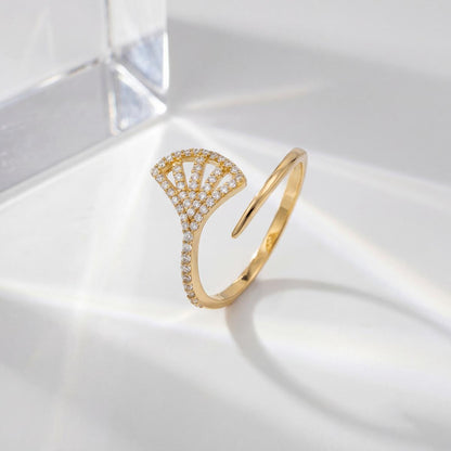 Golden Adjustable Fan Sparkle Ring product image 5