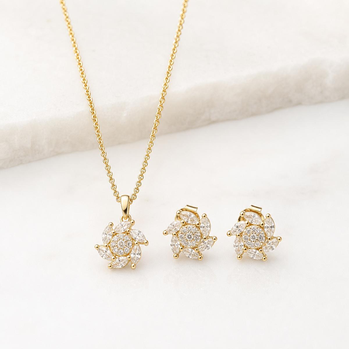 Golden Floral Swirl Jewellery Set product image 1