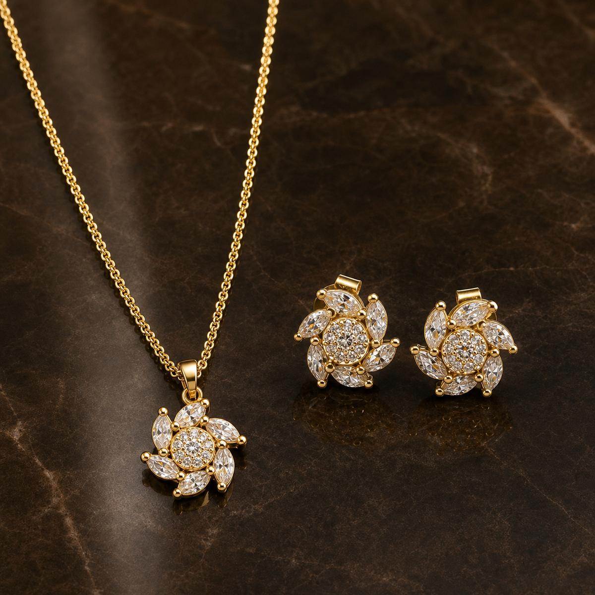 Golden Floral Swirl Jewellery Set product image 2
