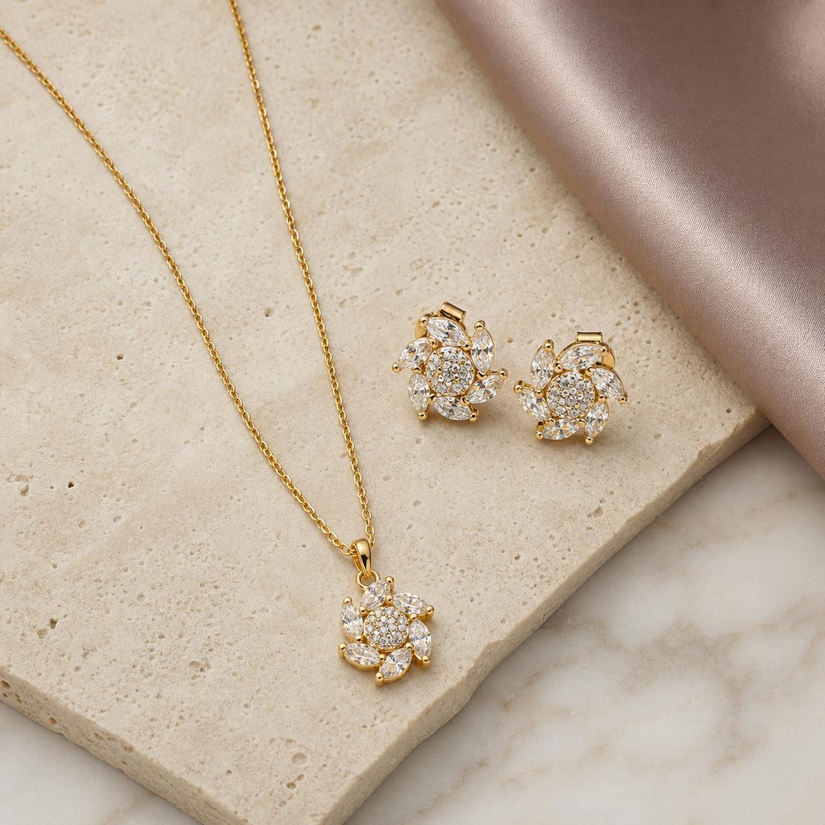 Golden Floral Swirl Jewellery Set product image 3