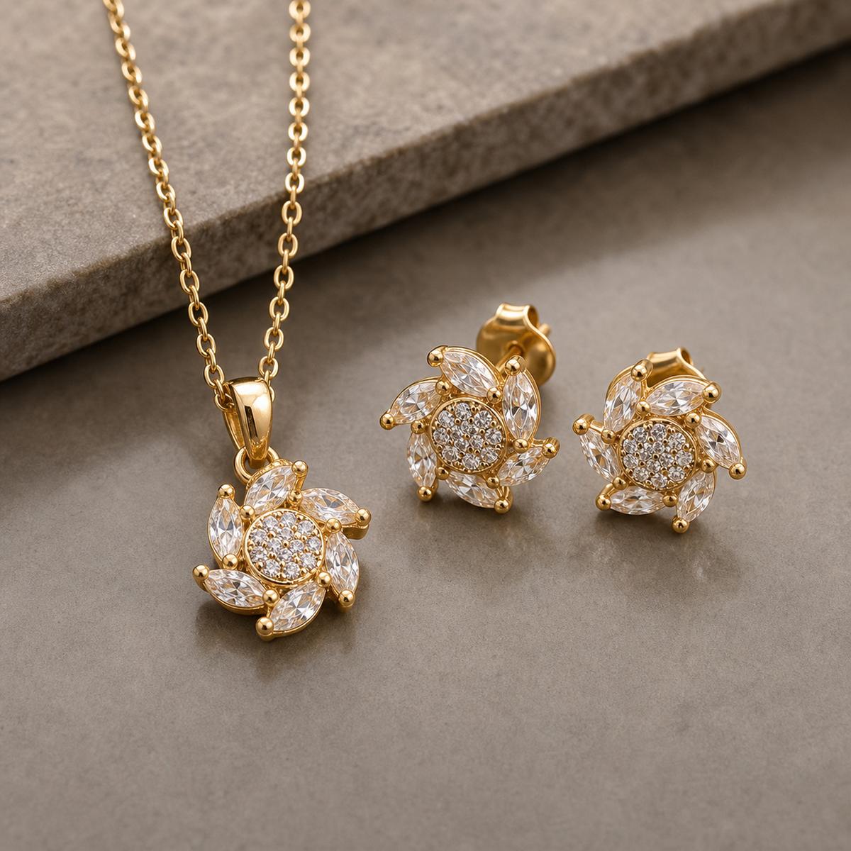 Golden Floral Swirl Jewellery Set product image 4