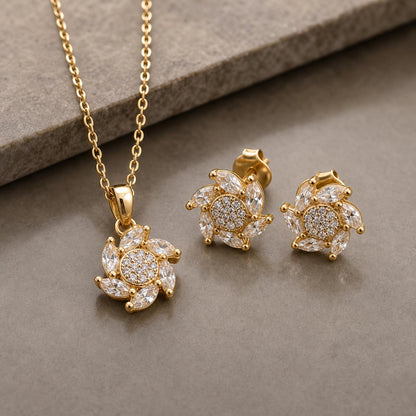 Golden Floral Swirl Jewellery Set product image 4