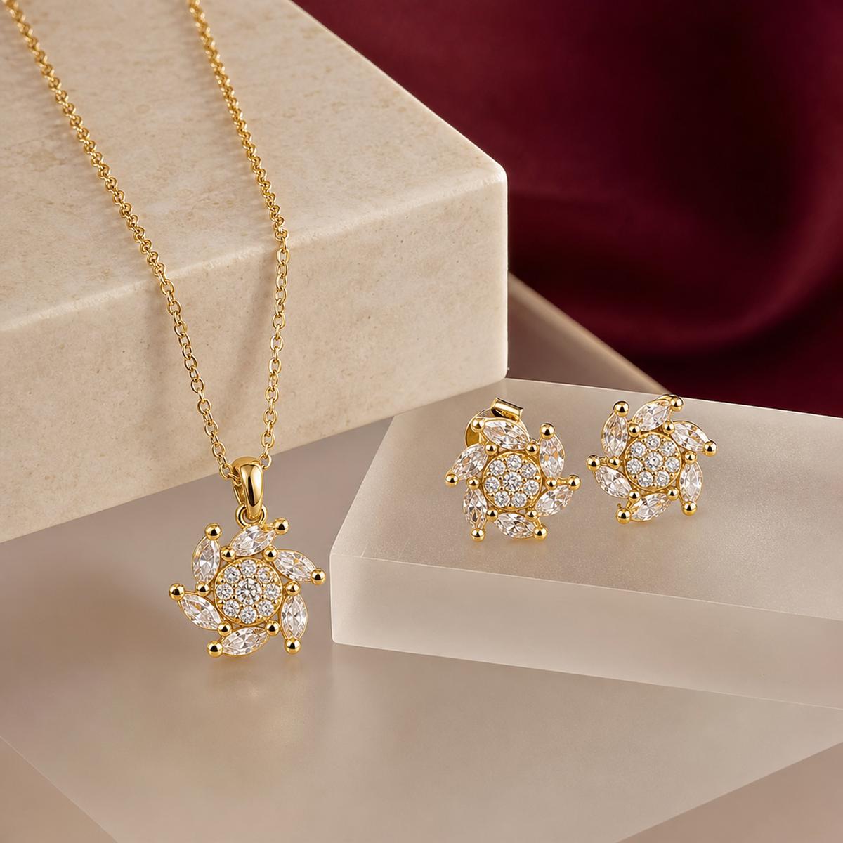 Golden Floral Swirl Jewellery Set product image 5
