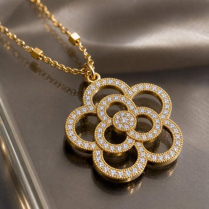 Golden Lotus Bloom Pendant design detail