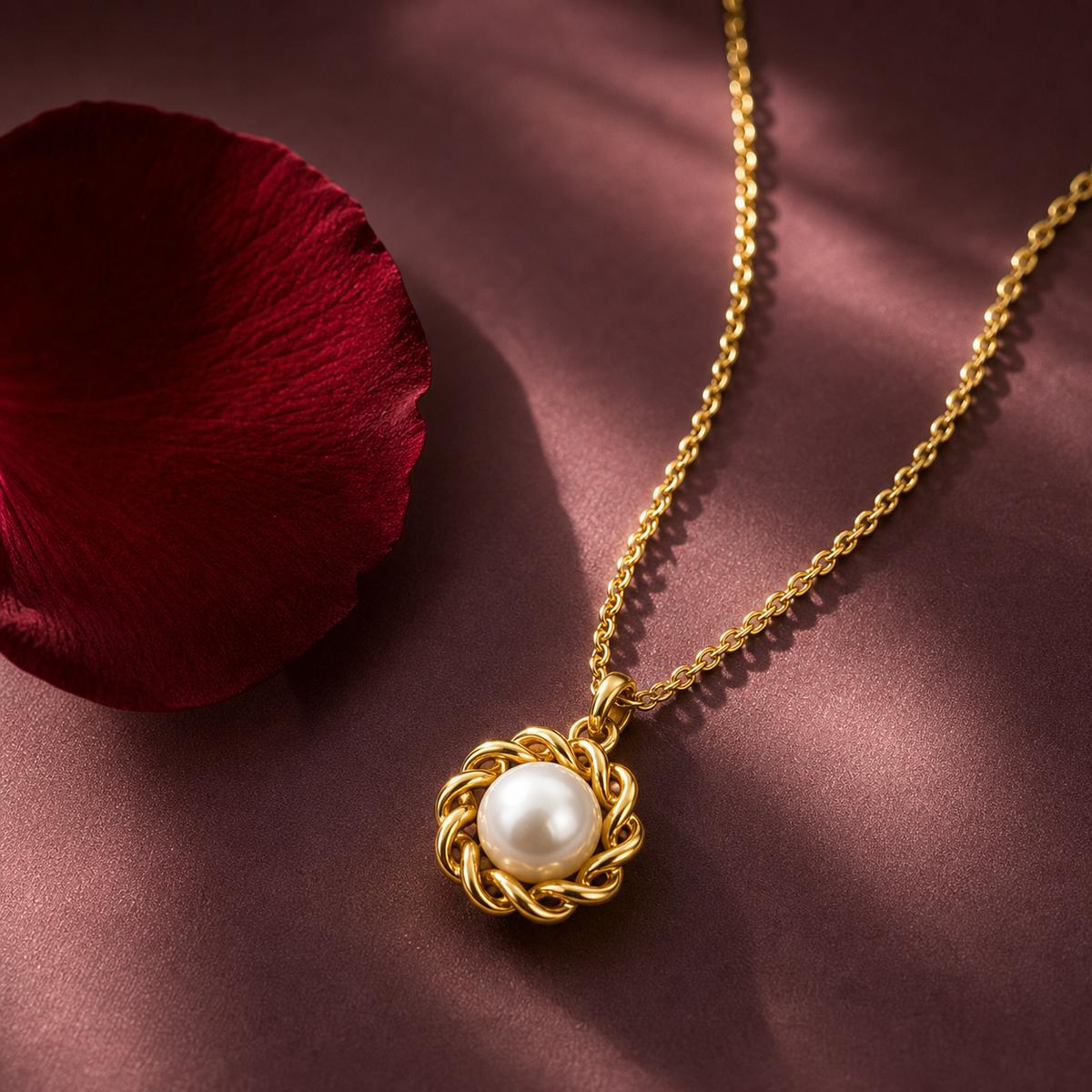 Golden Luna Pearl Halo Pendant product image 5