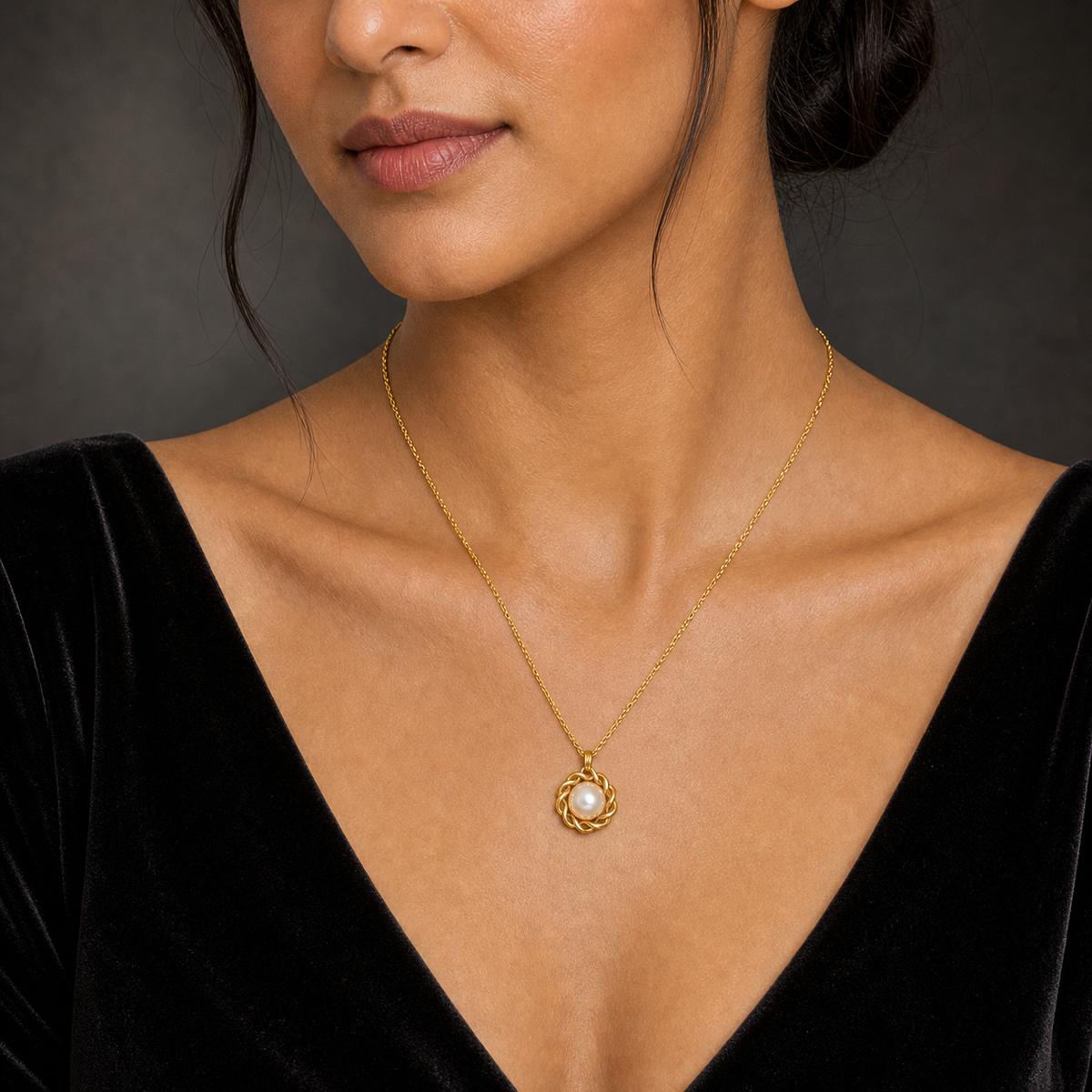 Golden Luna Pearl Halo Pendant product image 6