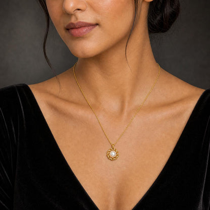 Golden Luna Pearl Halo Pendant product image 6