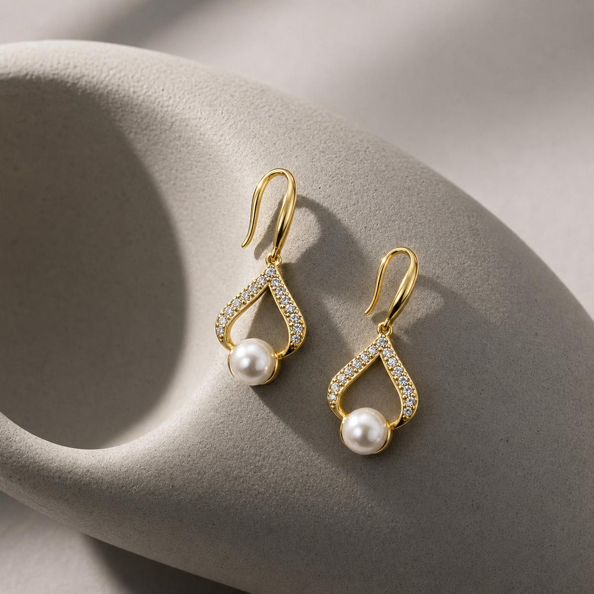 Golden Luna Pearl Loop Earrings product image 4