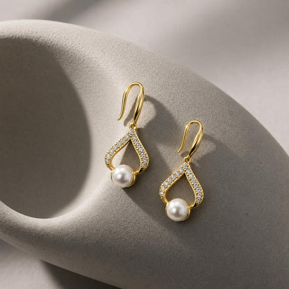 Golden Luna Pearl Loop Earrings product image 4