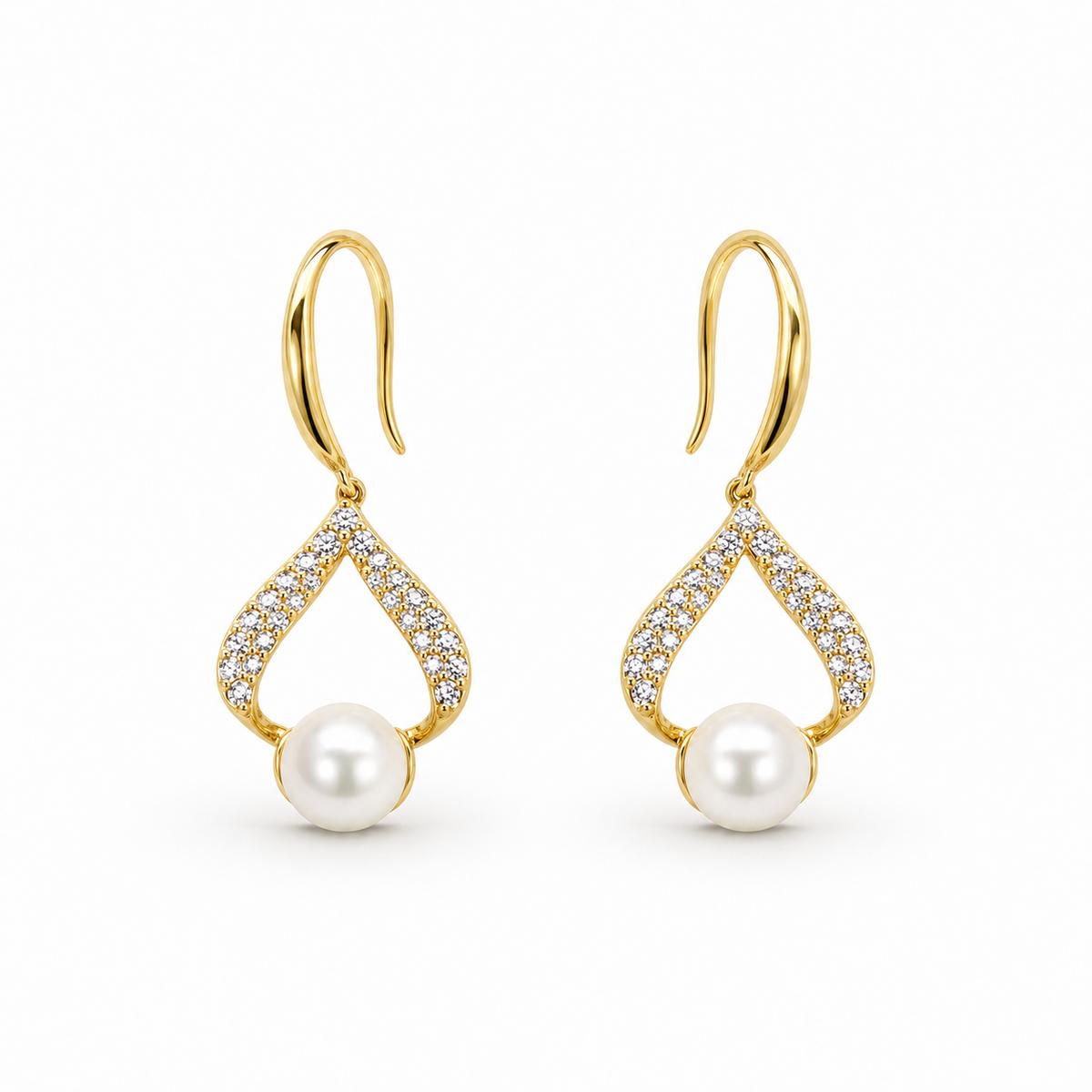 Golden Luna Pearl Loop Earrings product image 1