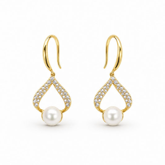Golden Luna Pearl Loop Earrings product image 1