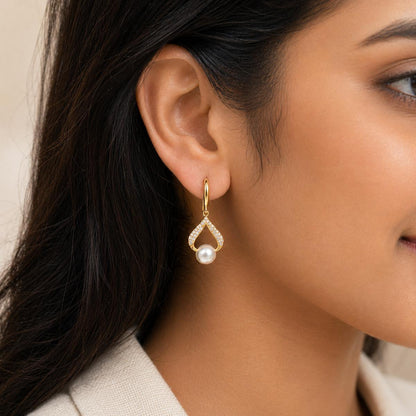 Golden Luna Pearl Loop Earrings product image 7