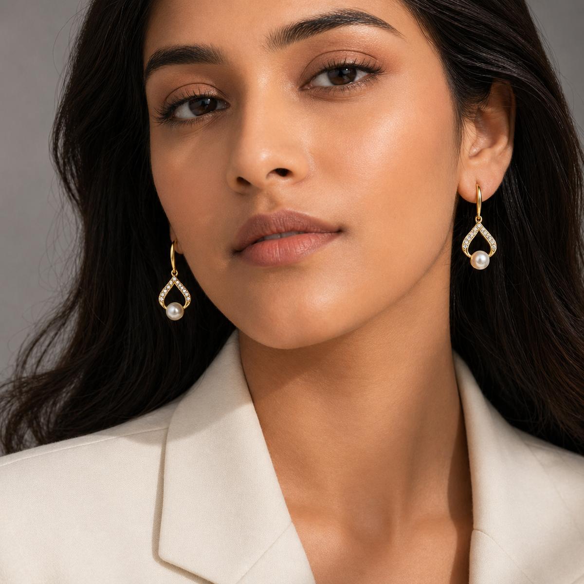 Golden Luna Pearl Loop Earrings product image 8