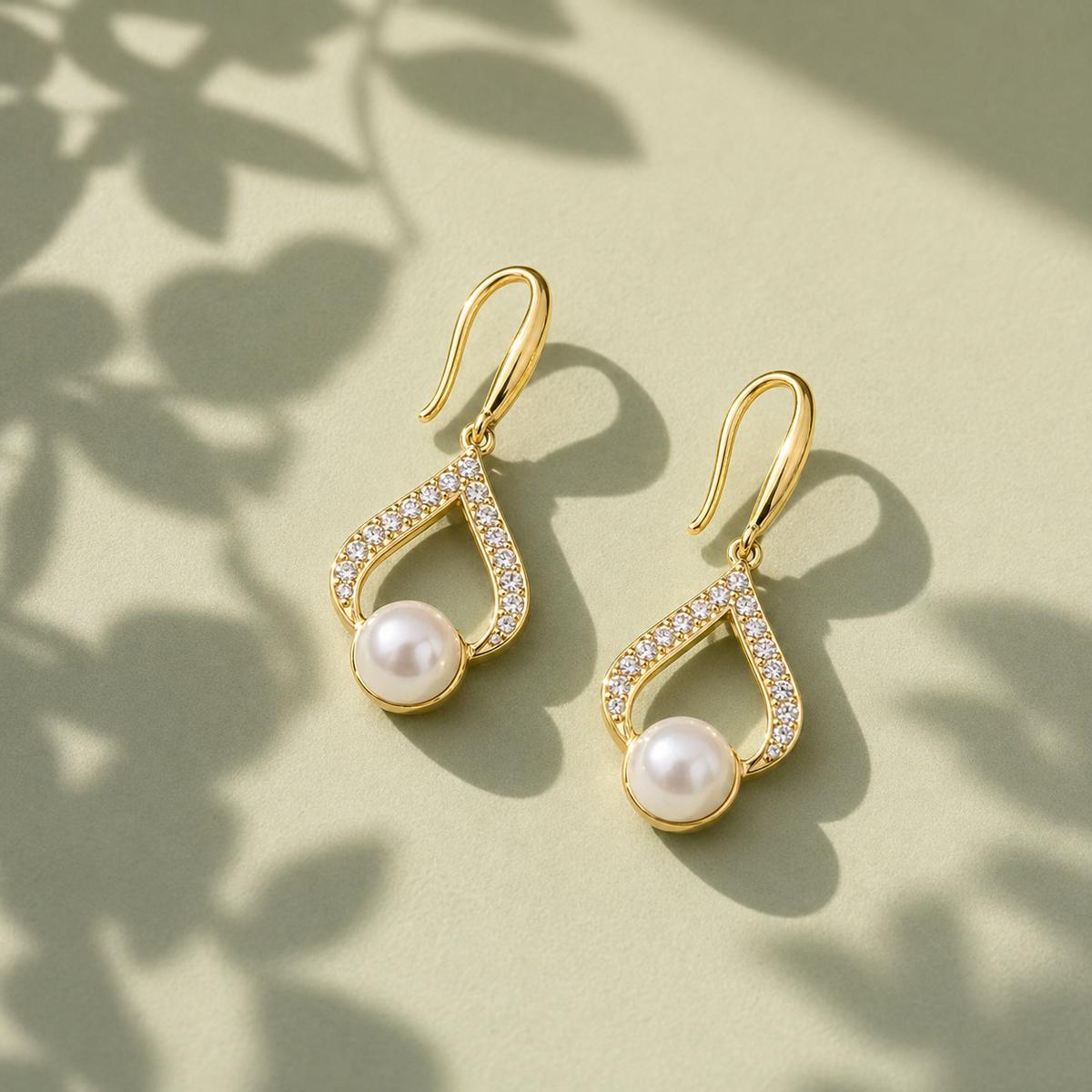 Golden Luna Pearl Loop Earrings product image 5