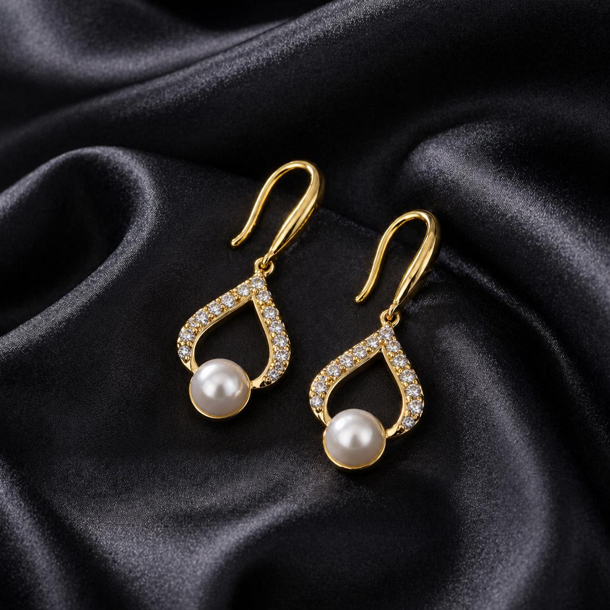 Golden Luna Pearl Loop Earrings product image 6