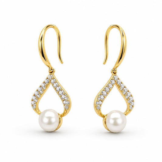 Golden Luna Pearl Loop Earrings product image 2
