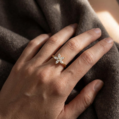 Golden Luna Petal Ring design detail