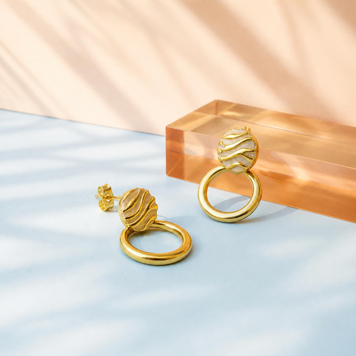 Golden Luna Ribbed Ring Earrings product image 2