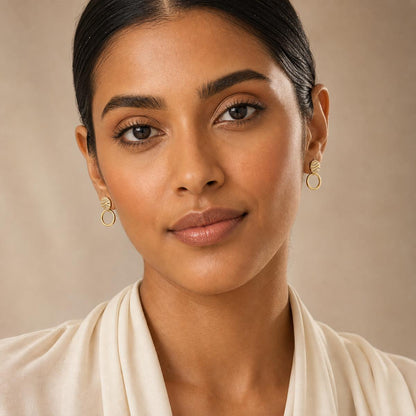 Golden Luna Ribbed Ring Earrings product image 3
