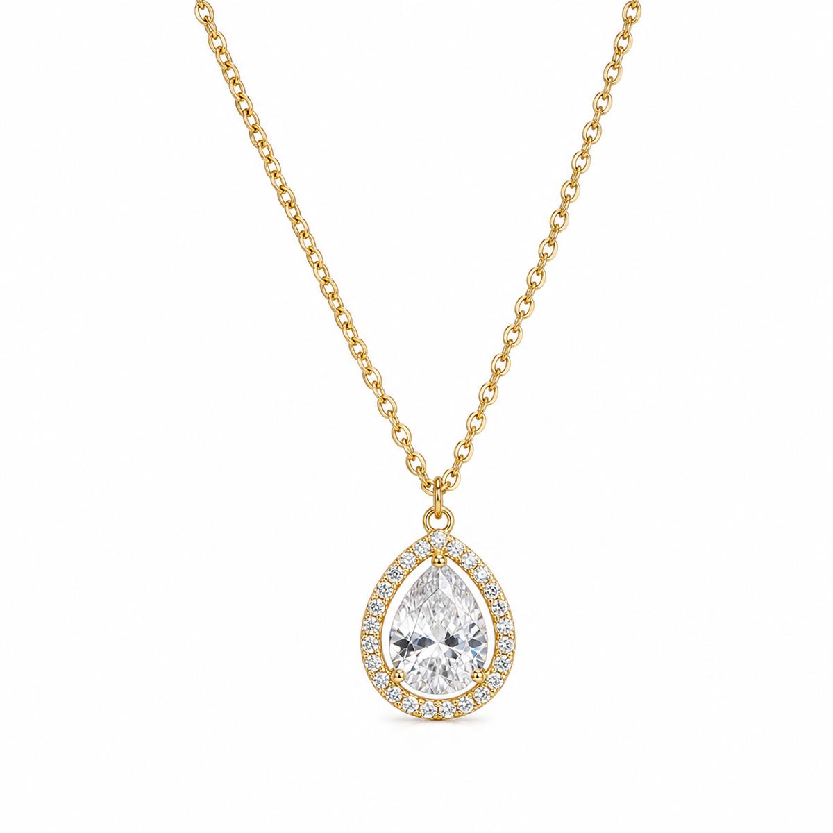 Golden Mira Pear Halo Pendant product image 1