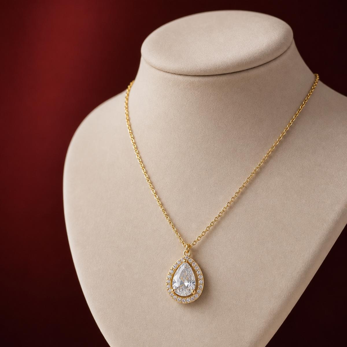 Golden Mira Pear Halo Pendant product image 6