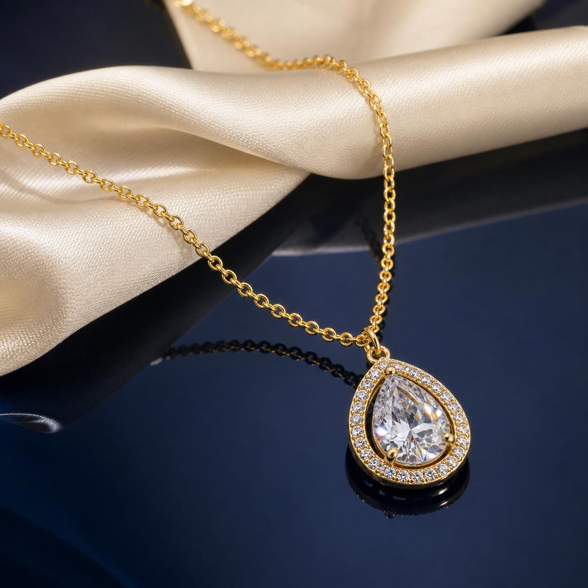 Golden Mira Pear Halo Pendant product image 2