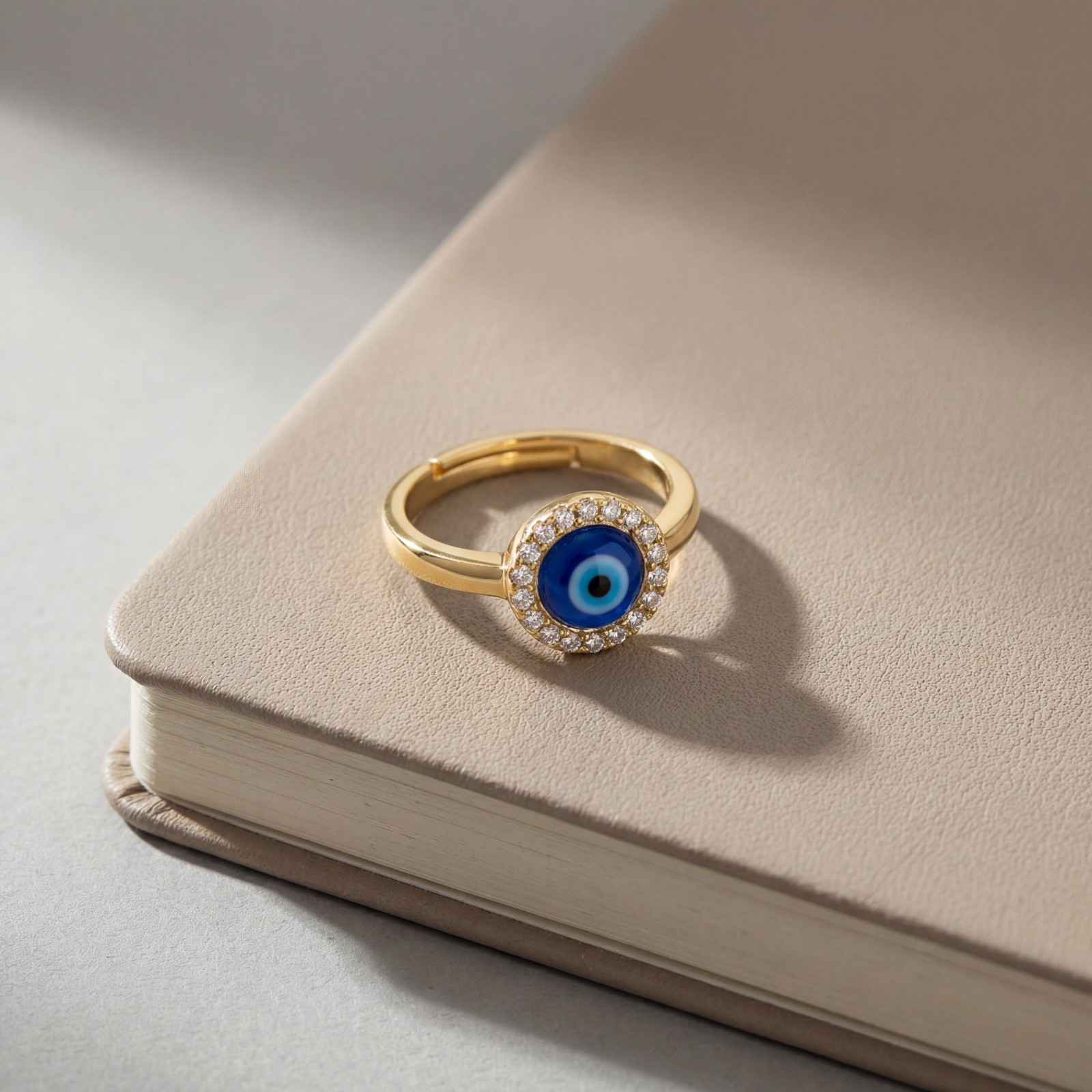 Golden Adjustable Nazar Ring design detail