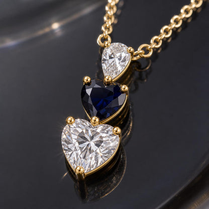 Golden Noir Heart Cascade Necklace design detail