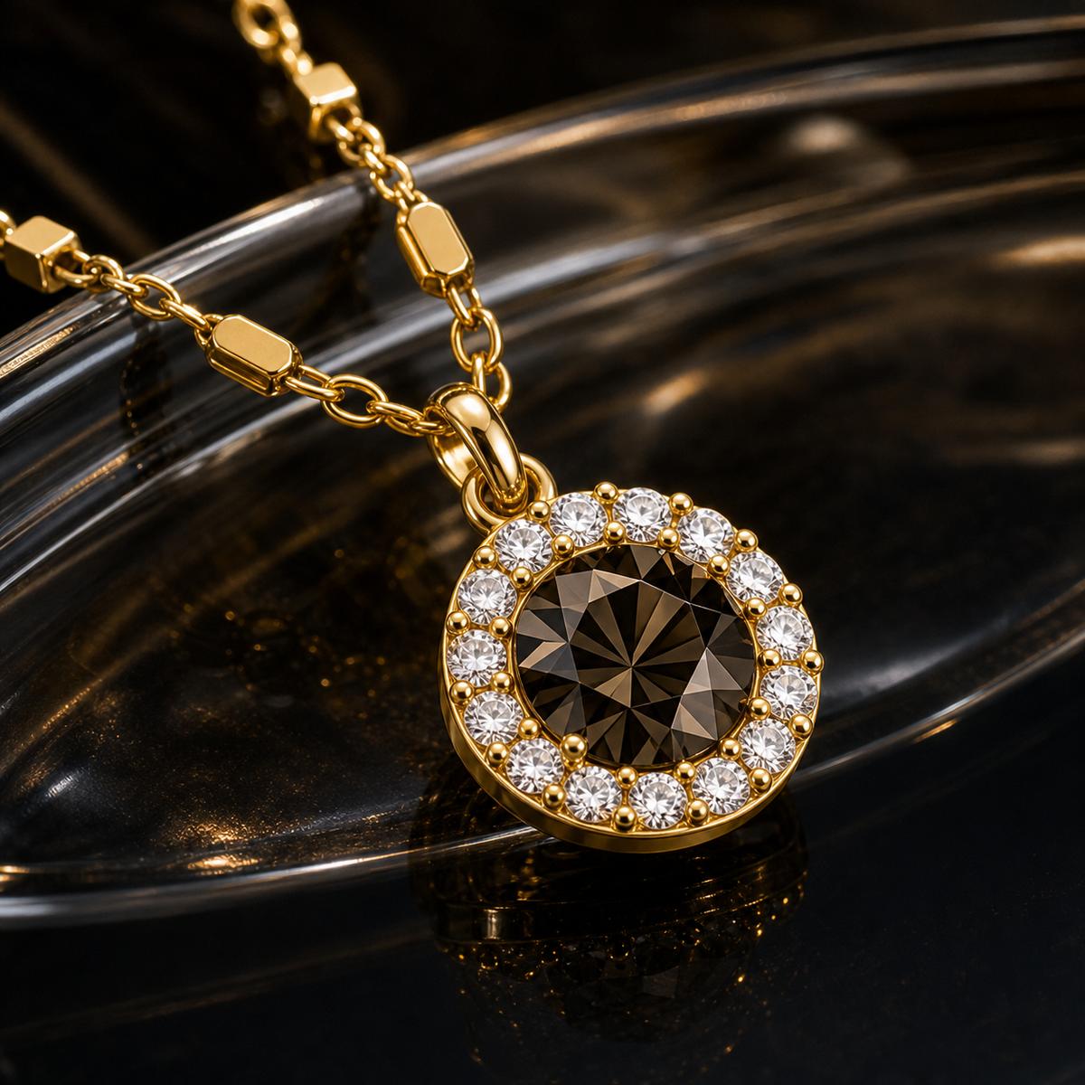 Golden Noir Orbit Pendant design detail