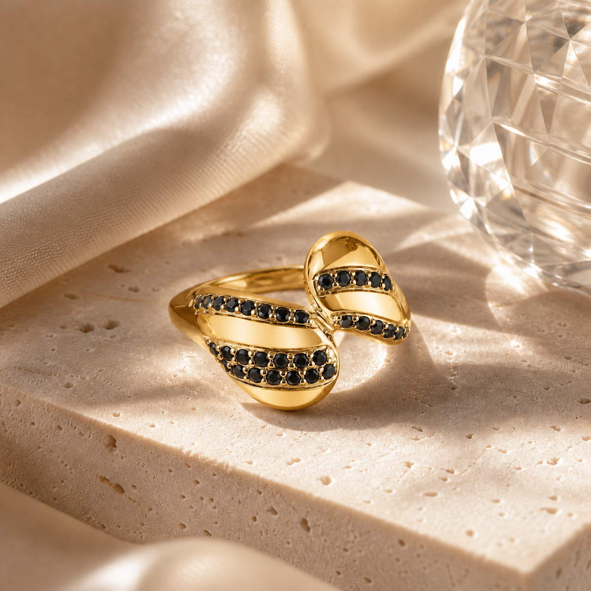 Golden Adjustable Noir Wave Ring product image 2