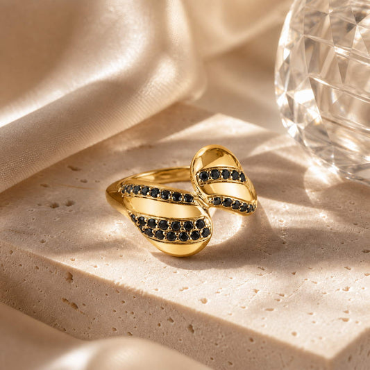 Golden Adjustable Noir Wave Ring product image 2