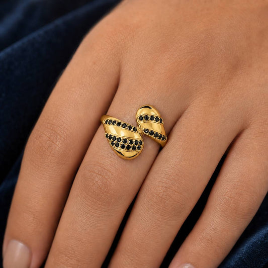 Golden Adjustable Noir Wave Ring product image 3