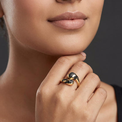 Golden Adjustable Noir Wave Ring product image 7
