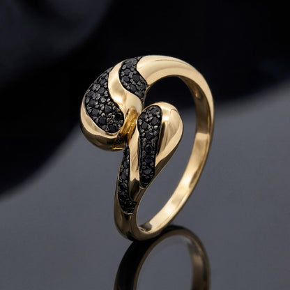 Golden Adjustable Noir Wave Ring product image 5