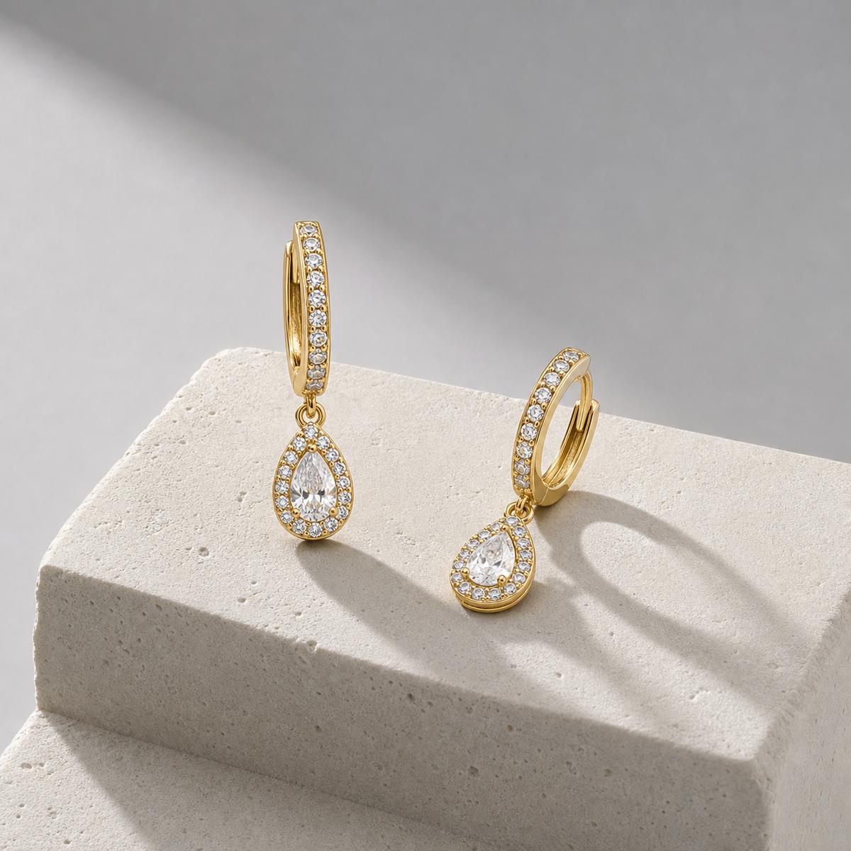 Golden Noor Pear Huggie Earrings product image 4