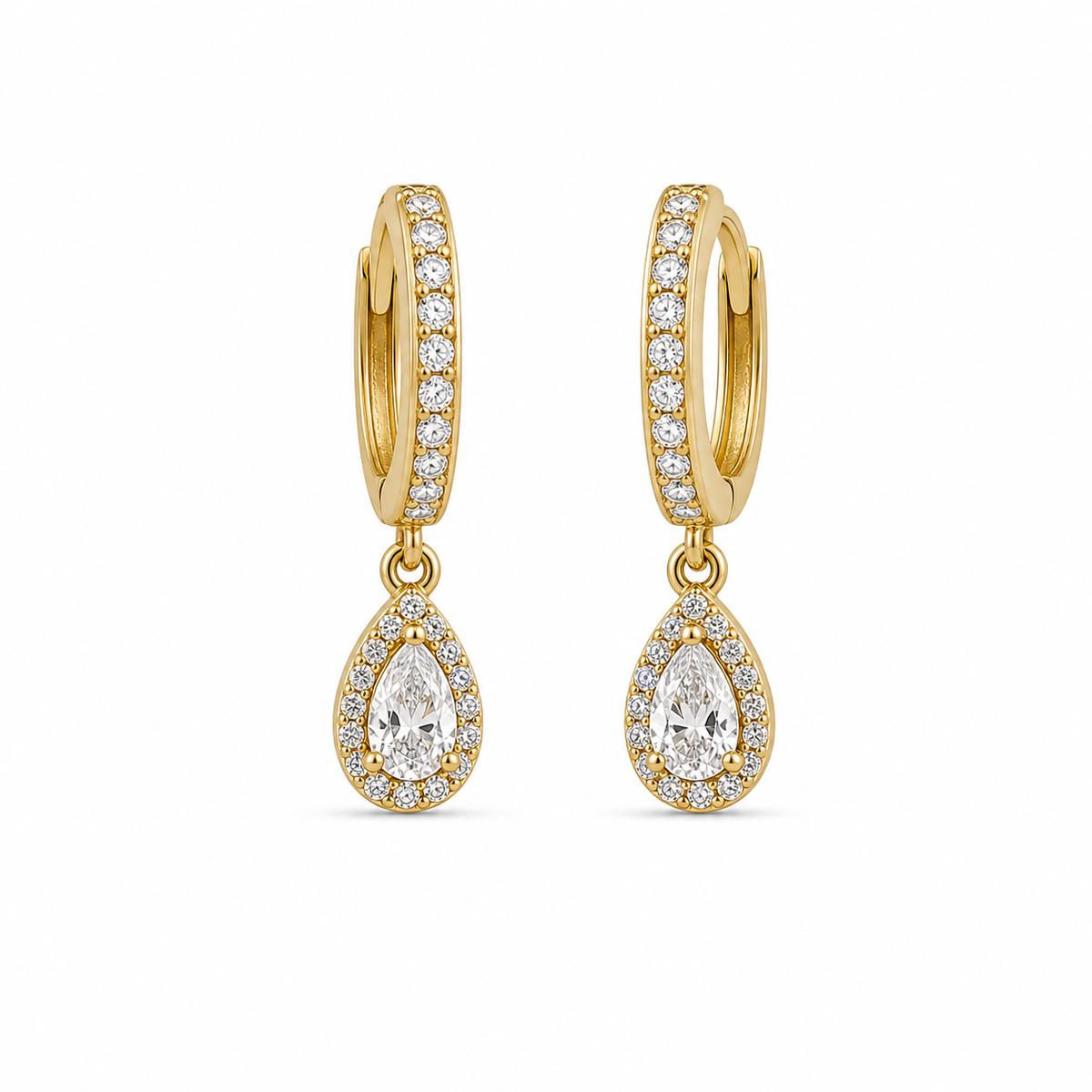 Golden Noor Pear Huggie Earrings product image 1