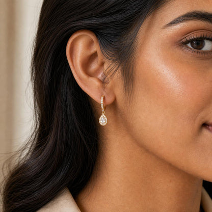 Golden Noor Pear Huggie Earrings product image 7