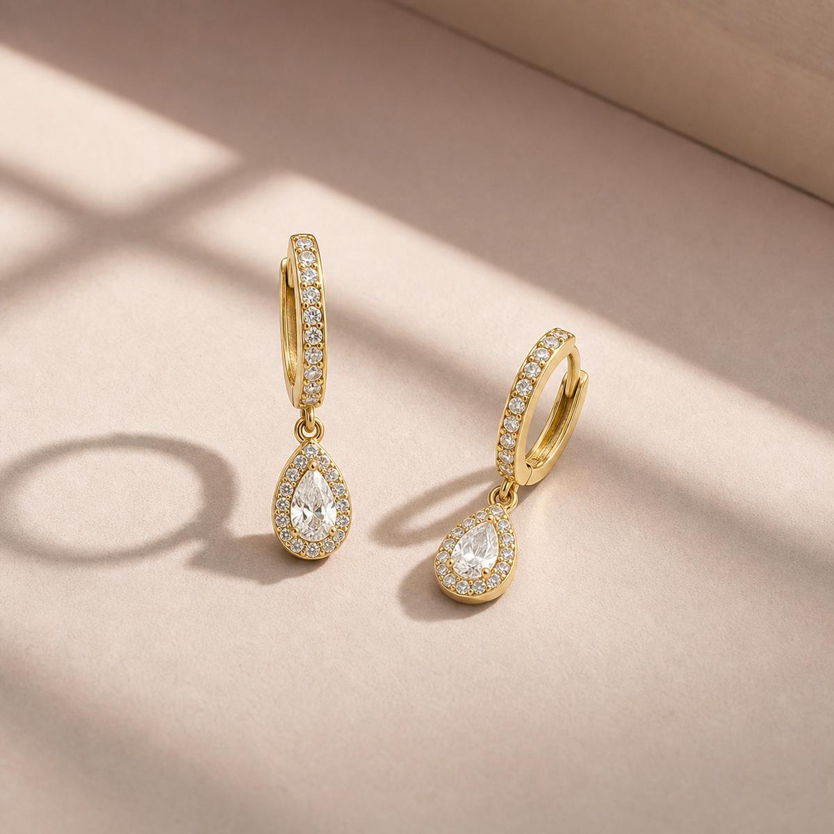 Golden Noor Pear Huggie Earrings product image 5