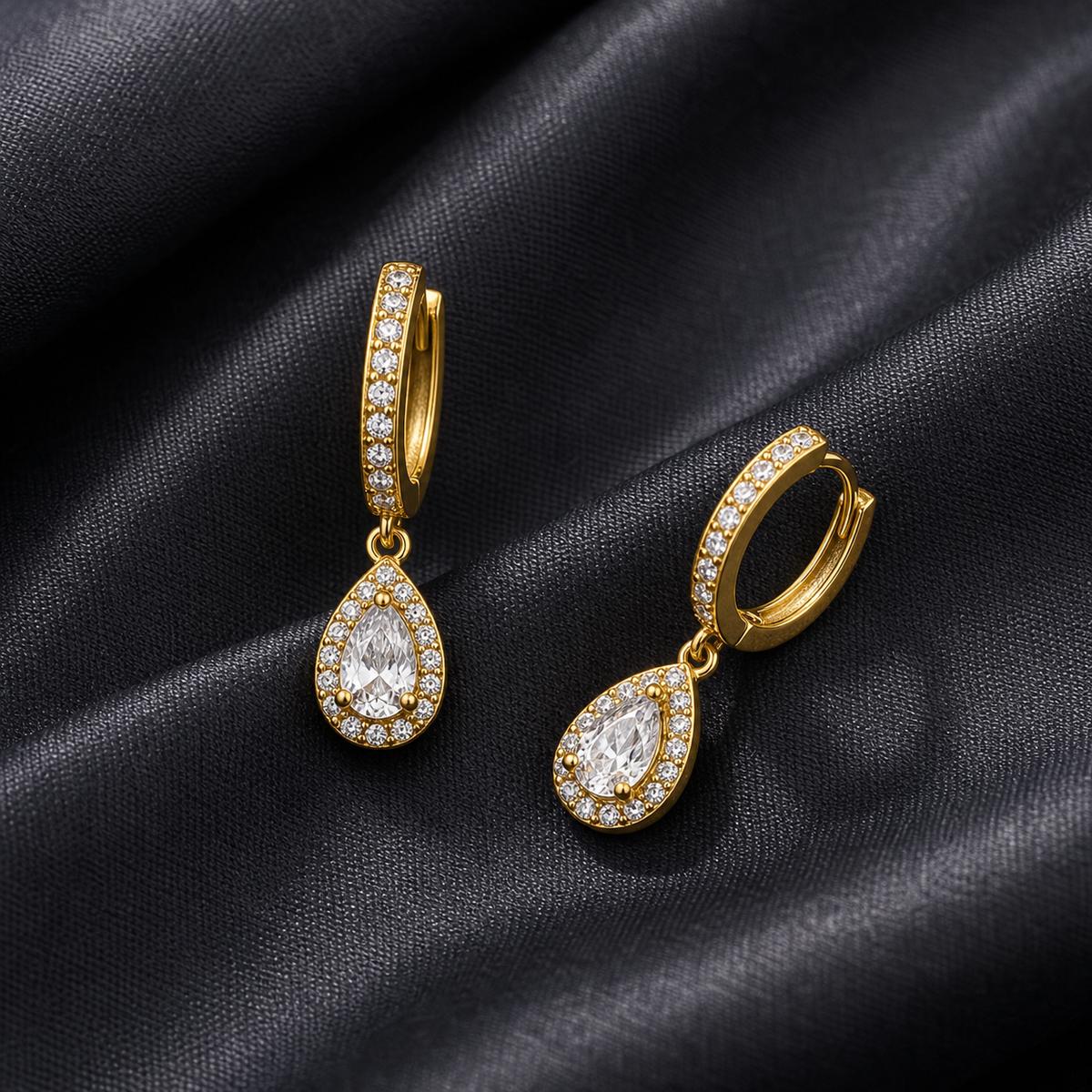 Golden Noor Pear Huggie Earrings product image 6