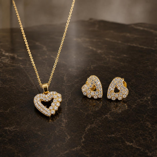 Golden Open Heart Halo Jewellery Set product image 2