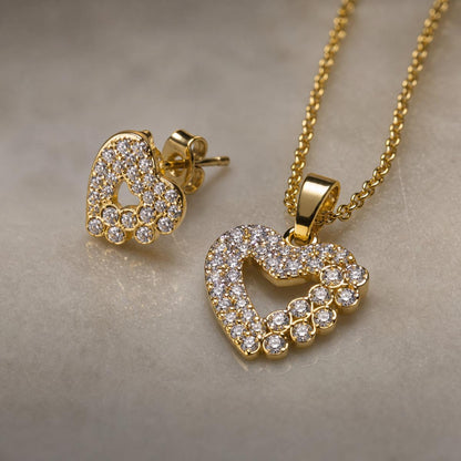 Golden Open Heart Halo Jewellery Set product image 4