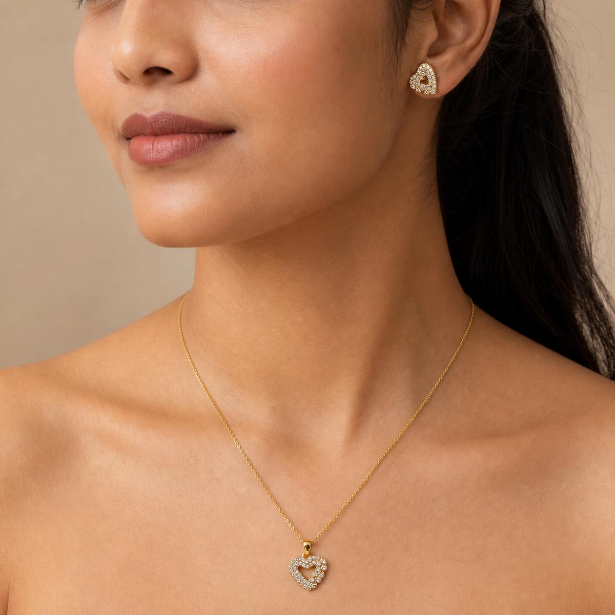 Golden Open Heart Halo Jewellery Set product image 6