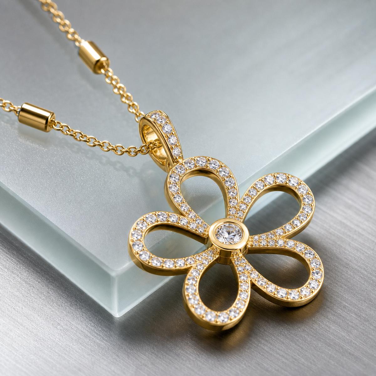 Golden Oria Bloom Pendant design detail
