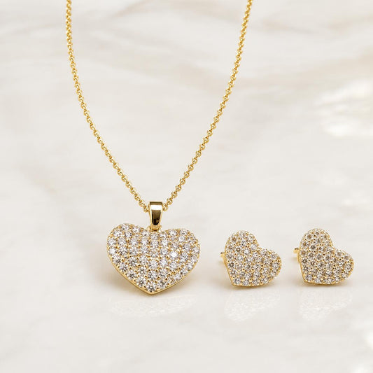 Golden Pave Heart Glow Jewellery Set product image 1