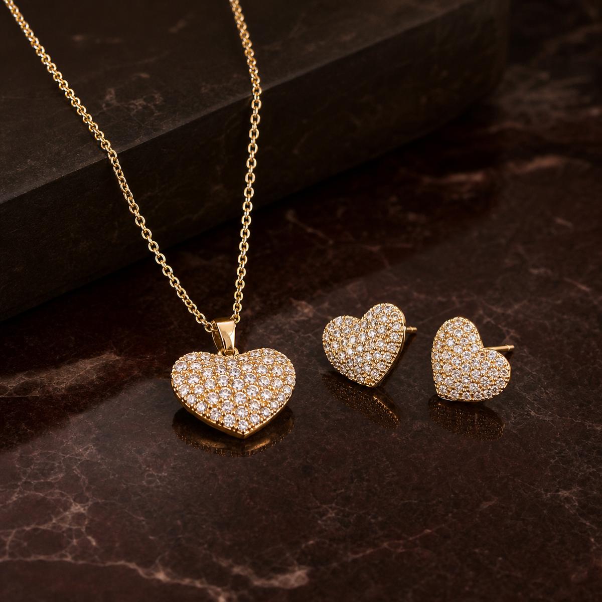 Golden Pave Heart Glow Jewellery Set product image 2