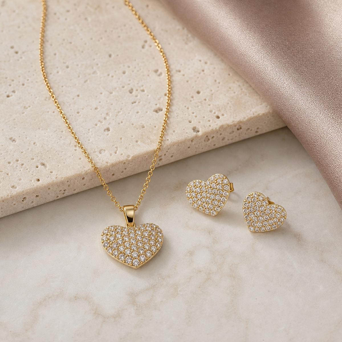 Golden Pave Heart Glow Jewellery Set product image 3