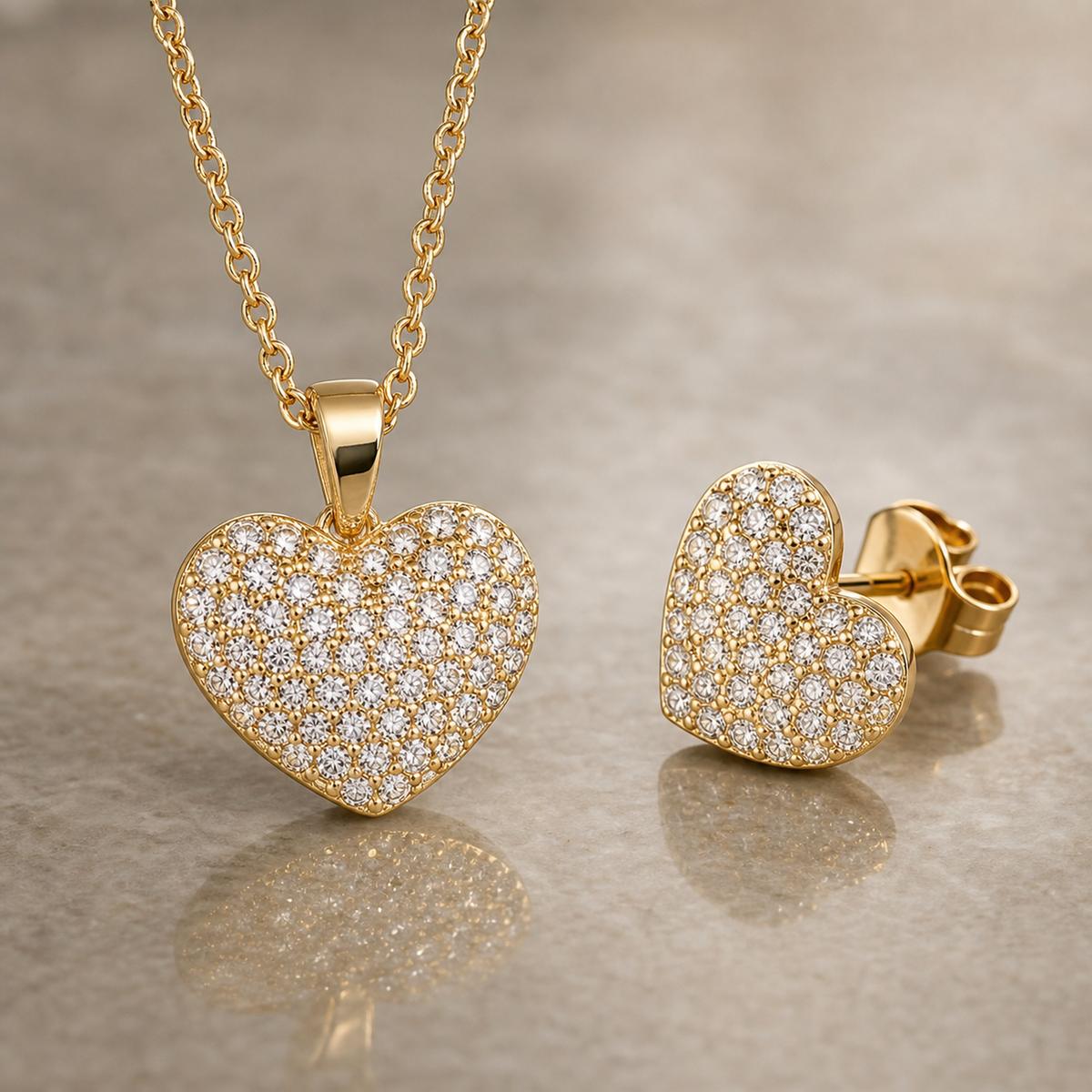 Golden Pave Heart Glow Jewellery Set product image 4